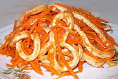 Морковь по корейски с кальмарами